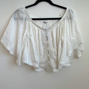 NWT Seek the label Offwhite cropped woven top med